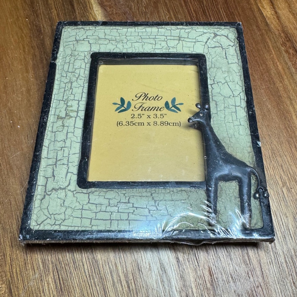 Safari Giraffe Photo Frame Creative Design Ltd Green Crackle 2.5x3.5 New